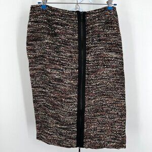 Lafayette 148 Boucle Skirt Ribbon‎ Woven Brown Career Size 12 Petite